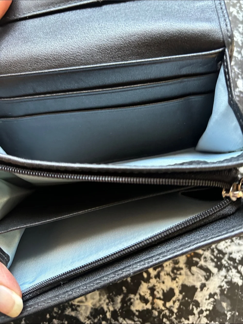 Coach SoHo Pleated Black Leather Wallet with Silver Logo